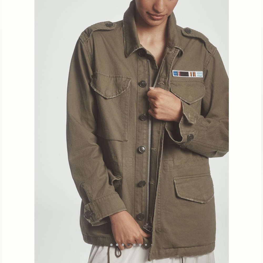 Anthroplogie Military Utility Jacket Pilcro Cotton Epaulettes New Army Green